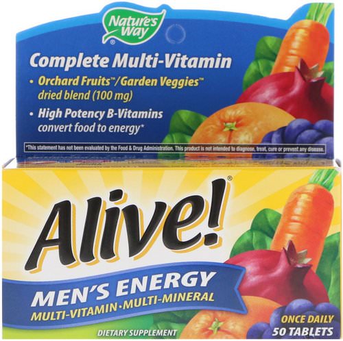 Nature's Way, Alive! Men's Energy Multivitamin-Multimineral, 50 Tablets فوائد