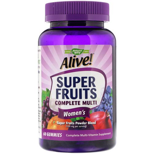 Nature's Way, Alive! Super Fruits Complete Multi, Women's, Pomegranate Berry, 60 Gummies فوائد