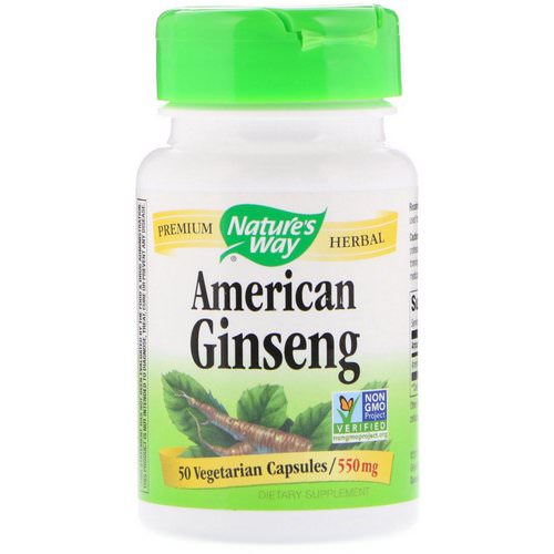 Nature's Way, American Ginseng, 550 mg, 50 Vegetarian Capsules فوائد