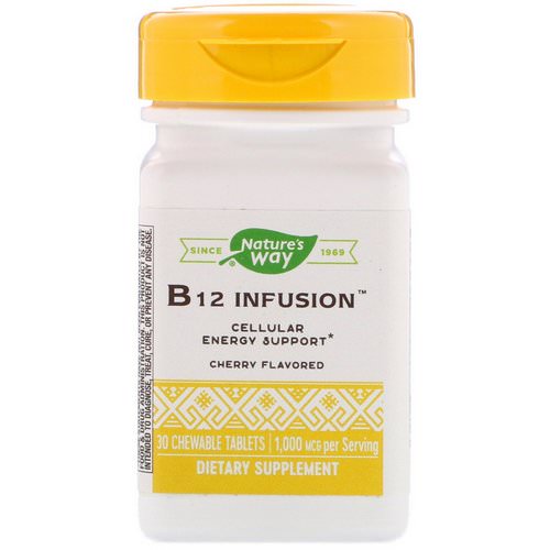Nature's Way, B12 Infusion, Cherry Flavor, 1,000 mcg, 30 Chewable Tablets فوائد