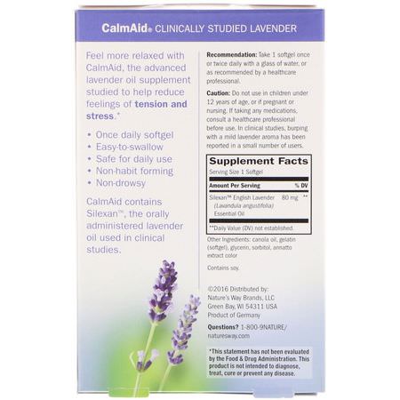 Nature's Way, CalmAid, Clinically Studied Lavender, 30 Softgels:المعالجة المثلية, الأعشاب