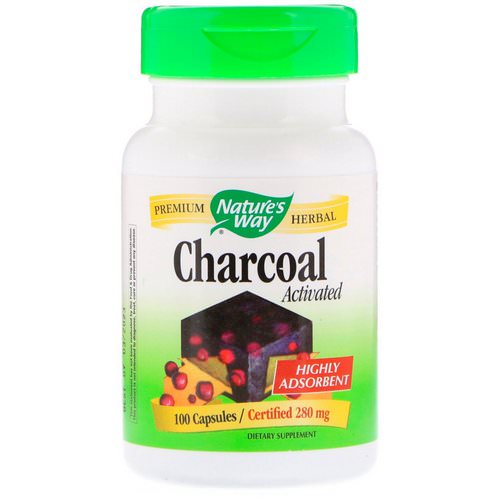 Nature's Way, Charcoal, Activated, 280 mg, 100 Capsules فوائد