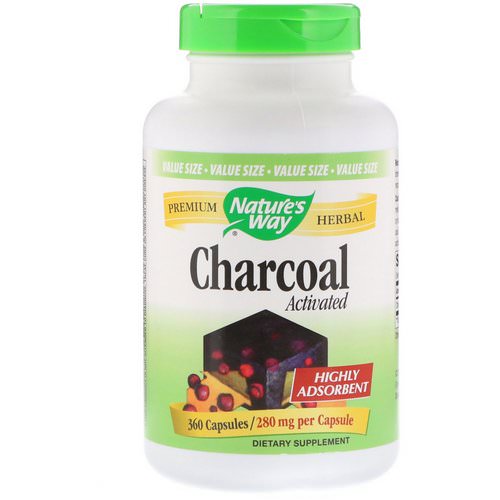 Nature's Way, Charcoal, Activated, 280 mg, 360 Capsules فوائد
