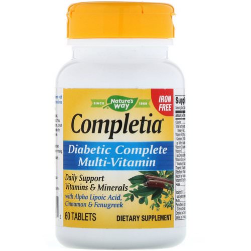 Nature's Way, Completia, Diabetic Complete Multi-Vitamin, Iron Free, 60 Tablets فوائد