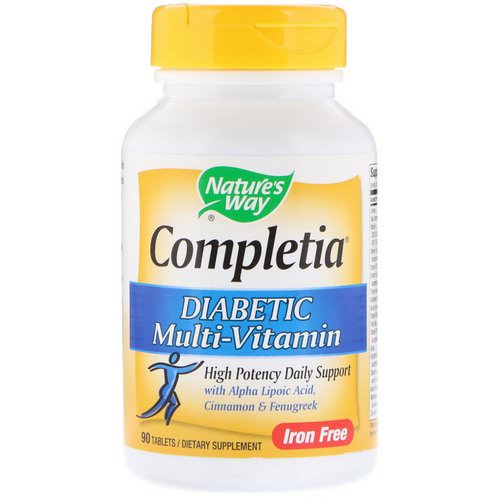 Nature's Way, Completia, Diabetic Multi-Vitamin, Iron Free, 90 Tablets فوائد