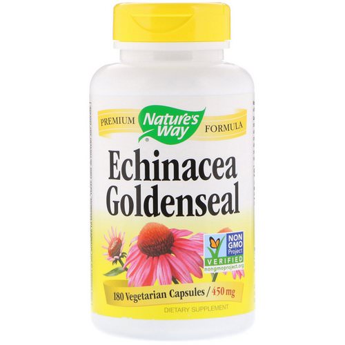 Nature's Way, Echinacea Goldenseal, 450 mg, 180 Vegetarian Capsules فوائد