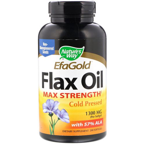 Nature's Way, EFAGold, Flax Oil, Max Strength, 1,300 mg, 200 Softgels فوائد