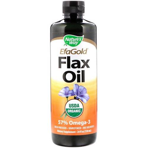 Nature's Way, EFAGold, Organic, Flax Oil, 24 fl oz (720 ml) فوائد