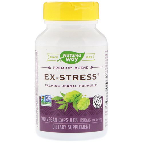 Nature's Way, Ex-Stress, Calming Herbal Formula, 890 mg, 100 Vegan Capsules فوائد