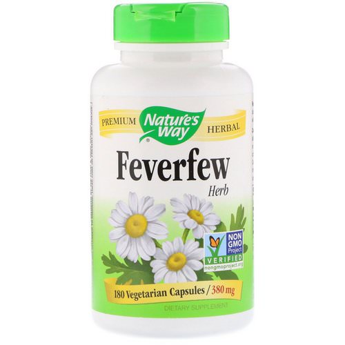 Nature's Way, Feverfew Herb, 380 mg, 180 Vegetarian Capsules فوائد