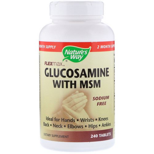 Nature's Way, Flexmax, Glucosamine with MSM, Sodium Free, 240 Tablets فوائد