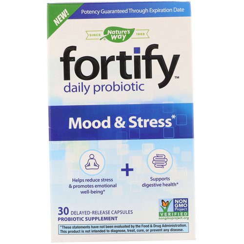Nature's Way, Fortify, Daily Probiotic, Mood & Stress, 30 Delayed-Release Capsules فوائد