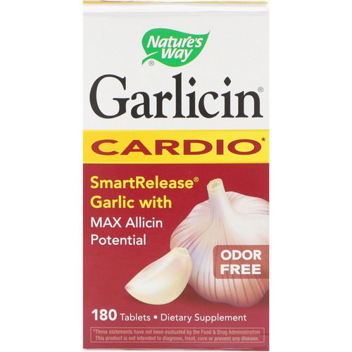 Nature's Way, Garlicin, Cardio, Odor Free, 180 Tablets فوائد