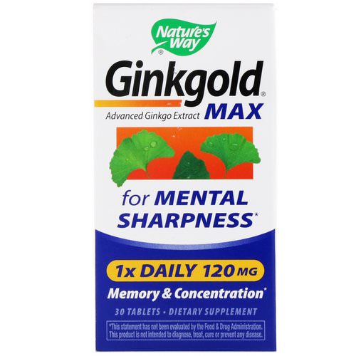 Nature's Way, Ginkgold Max, Memory & Concentration, 120 mg, 30 Tablets فوائد