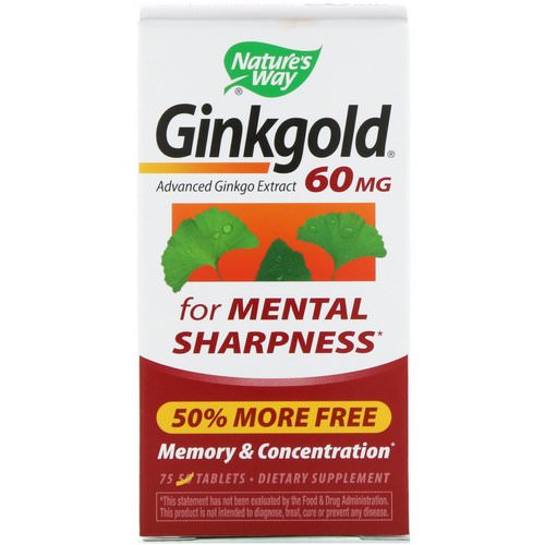 Nature's Way, Ginkgold, Memory & Concentration, 60 mg, 75 Tablets فوائد
