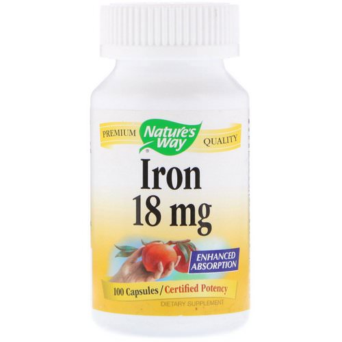 Nature's Way, Iron, 18 mg, 100 Capsules فوائد