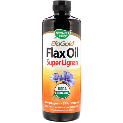 Nature's Way, Organic, EFAGold, Flax Oil, Super Lignan, 24 fl oz (705 ml) فوائد