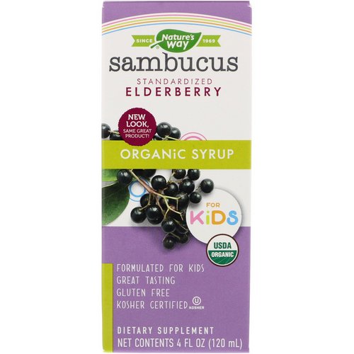 Nature's Way, Organic Sambucus Syrup for Kids, Standardized Elderberry, 4 fl oz (120 ml) فوائد