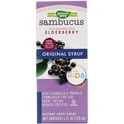 Nature's Way, Sambucus For Kids, Standardized Elderberry, Original Syrup, 4 fl oz (120 ml) فوائد