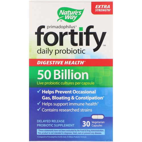Nature's Way, Primadophilus, Fortify, Daily Probiotic, Extra Strength, 30 Vegetarian Capsules فوائد