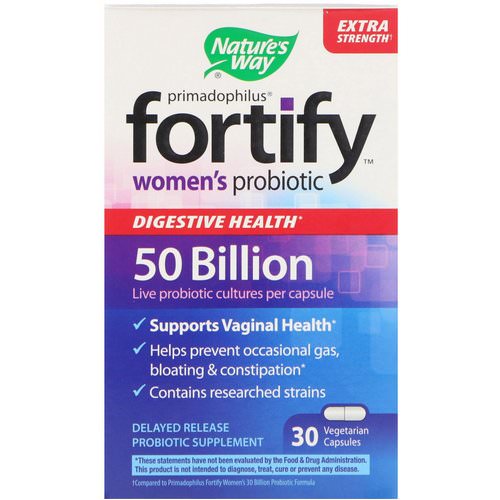 Nature's Way, Primadophilus, Fortify, Women's Probiotic, Extra Strength, 30 Vegetarian Capsules فوائد