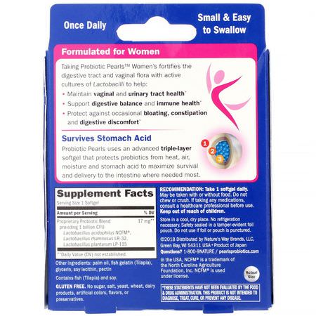 Nature's Way, Probiotic Pearls Women's, Vaginal & Digestive Health, 30 Softgels:الخميرة, المبيضات