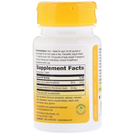 Nature's Way, Pycnogenol, Pine Bark Extract, 50 mg, 30 Tablets:Pycnogenol, Pine Bark Extract