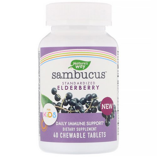 Nature's Way, Sambucus for Kids, Standardized Elderberry, 40 Chewable Tablets فوائد
