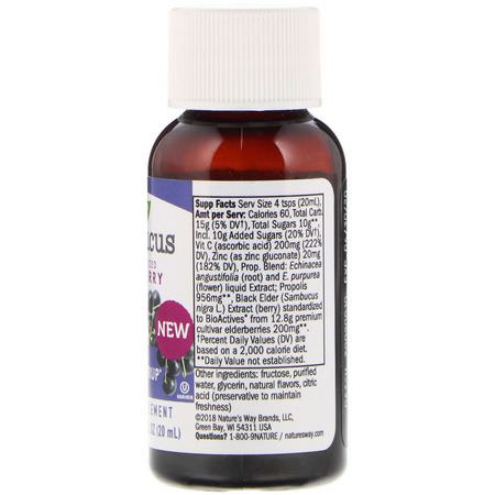 Nature's Way, Sambucus, Standardized Elderberry, Immune Syrup, 0.67 fl oz (20 ml):أنفلونزا, سعال