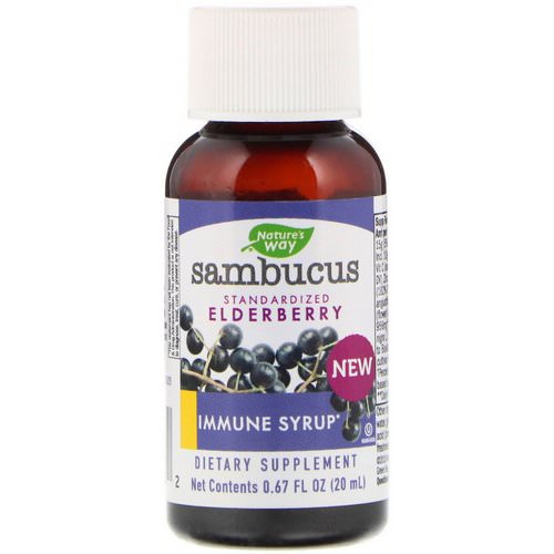 Nature's Way, Sambucus, Standardized Elderberry, Immune Syrup, 0.67 fl oz (20 ml) فوائد