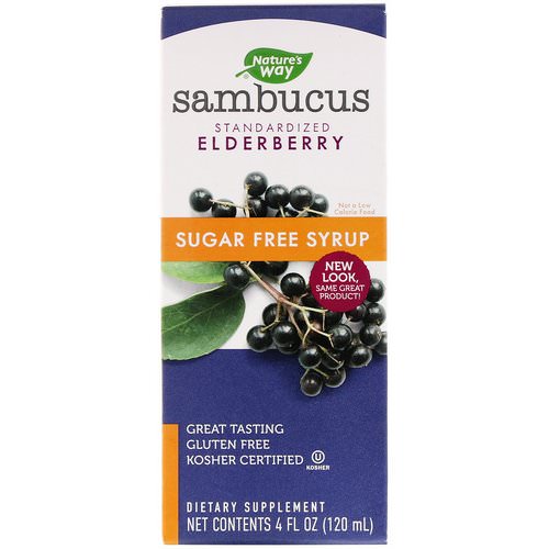 Nature's Way, Sambucus, Standardized Elderberry, Sugar-Free Syrup, 4 fl oz (120 ml) فوائد