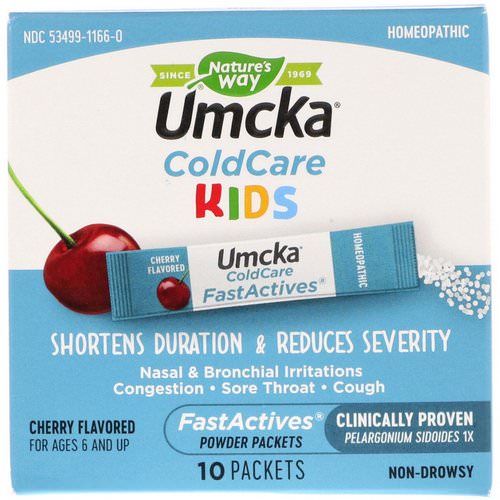 Nature's Way, Umcka, ColdCare Kids, FastActives, Cherry Flavored, 10 Powder Packets فوائد