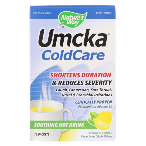 Nature's Way, Umcka, ColdCare, Soothing Hot Drink, Lemon Flavored, 10 Packets فوائد