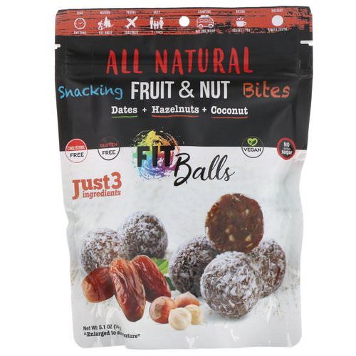 Nature's Wild Organic, All Natural, Snacking Fruit & Nut Bites, Fit Balls, Dates + Hazelnuts + Coconut, 5.1 oz (144 g) فوائد
