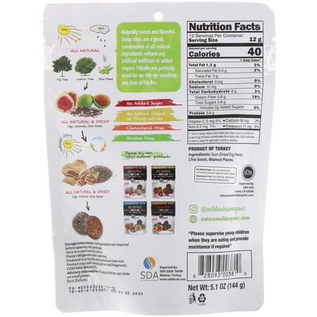 Nature's Wild Organic, All Natural, Snacking Fruit & Nut Bites, Fit Balls, Figs + Walnuts + Chia Seeds, 5.1 oz (144 g):التين, الخضر,ات