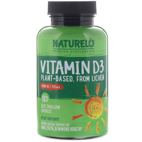 NATURELO, Vitamin D3, Plant Based, 5000 IU/125 mcg, 180 Easy Swallow Capsules فوائد