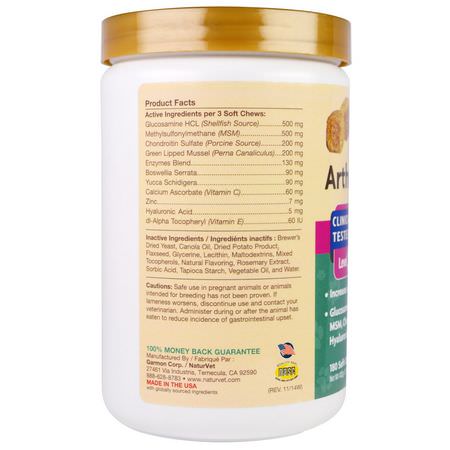 NaturVet, ArthriSoothe-GOLD, Advanced Care, Level 3, 180 Soft Chews, 15.2 oz (432 g):المعادن, فيتامينات الحي,انات الأليفة