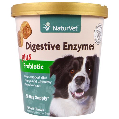 NaturVet, Digestive Enzymes, Plus Pre and Probiotic, 70 Soft Chews, 5.9 oz (168 g) فوائد