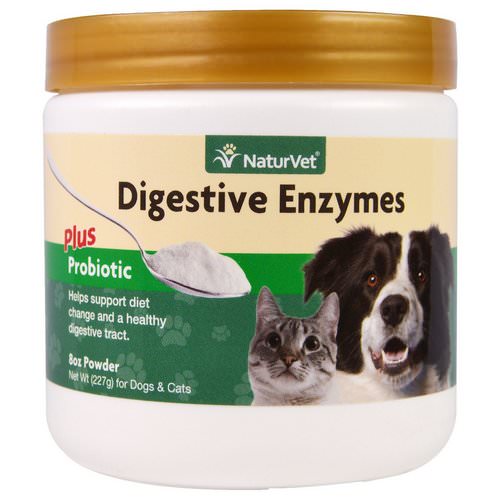 NaturVet, Digestive Enzymes Plus Probiotic, For Dogs & Cats, Powder, 8 oz (227 g) فوائد