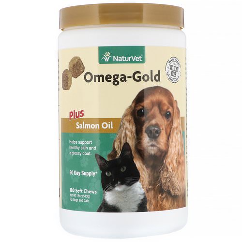 NaturVet, Omega-Gold Plus Salmon Oil, For Dogs and Cats, 180 Soft Chews فوائد