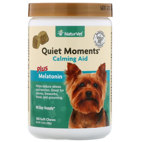 NaturVet, Quiet Moments, Calming Aid Plus Melatonin, 180 Soft Chews فوائد