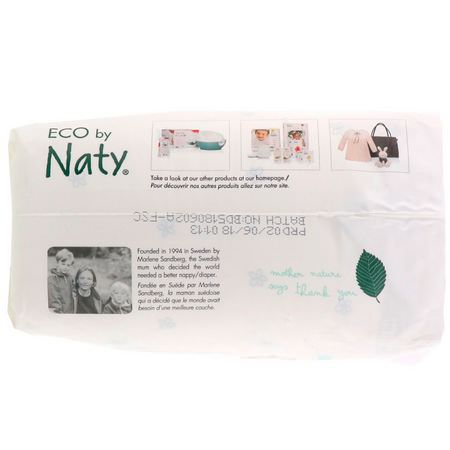Naty, Diapers for Sensitive Skin, Size 3, 9-20 lbs (4-9 kg), 30 Diapers:حفاضات يمكن التخلص منها