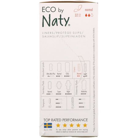Naty, Panty Liners, Normal, 32 Eco Pieces:بطانة الملابس الداخلية, النظافة الأنثوية