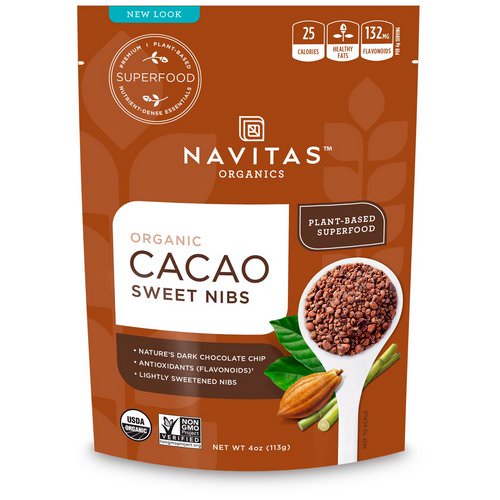 Navitas Organics, Organic Cacao Sweet Nibs, 4 oz (113 g) فوائد