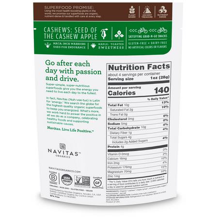Navitas Organics, Organic Cashews, Maca Maple, 4 oz (113 g):الكاج, البذ,ر