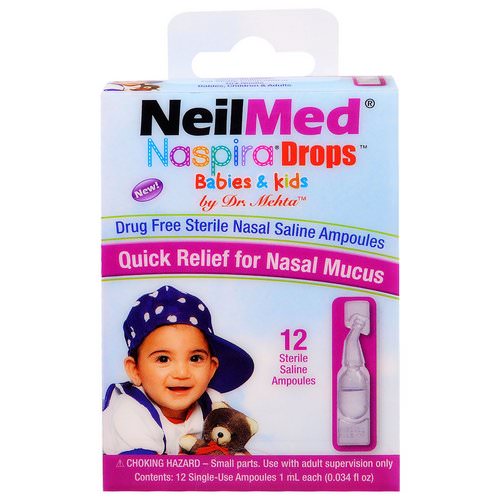 NeilMed, Naspira Drops, Babies & Kids, 12 Sterile Saline Ampoules, 0.034 fl oz (1 ml) Each فوائد