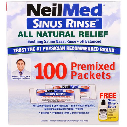 NeilMed, Sinus Rinse, All Natural Relief, 100 Premixed Packets فوائد