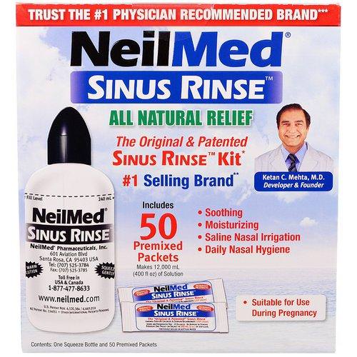 NeilMed, The Original & Patented Sinus Rinse Kit, 50 Premixed Packets, 1 Kit فوائد