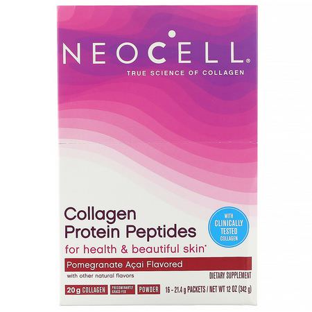 Neocell, Collagen Protein Peptides, Pomagranate Acai, 16 Packets, .75 oz (21 g) Each:مكملات الك,لاجين, المفصل