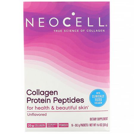 Neocell, Collagen Protein Peptides, Unflavored, 16 Packets, .71 oz (20 g) Each:مكملات الك,لاجين, المفصل